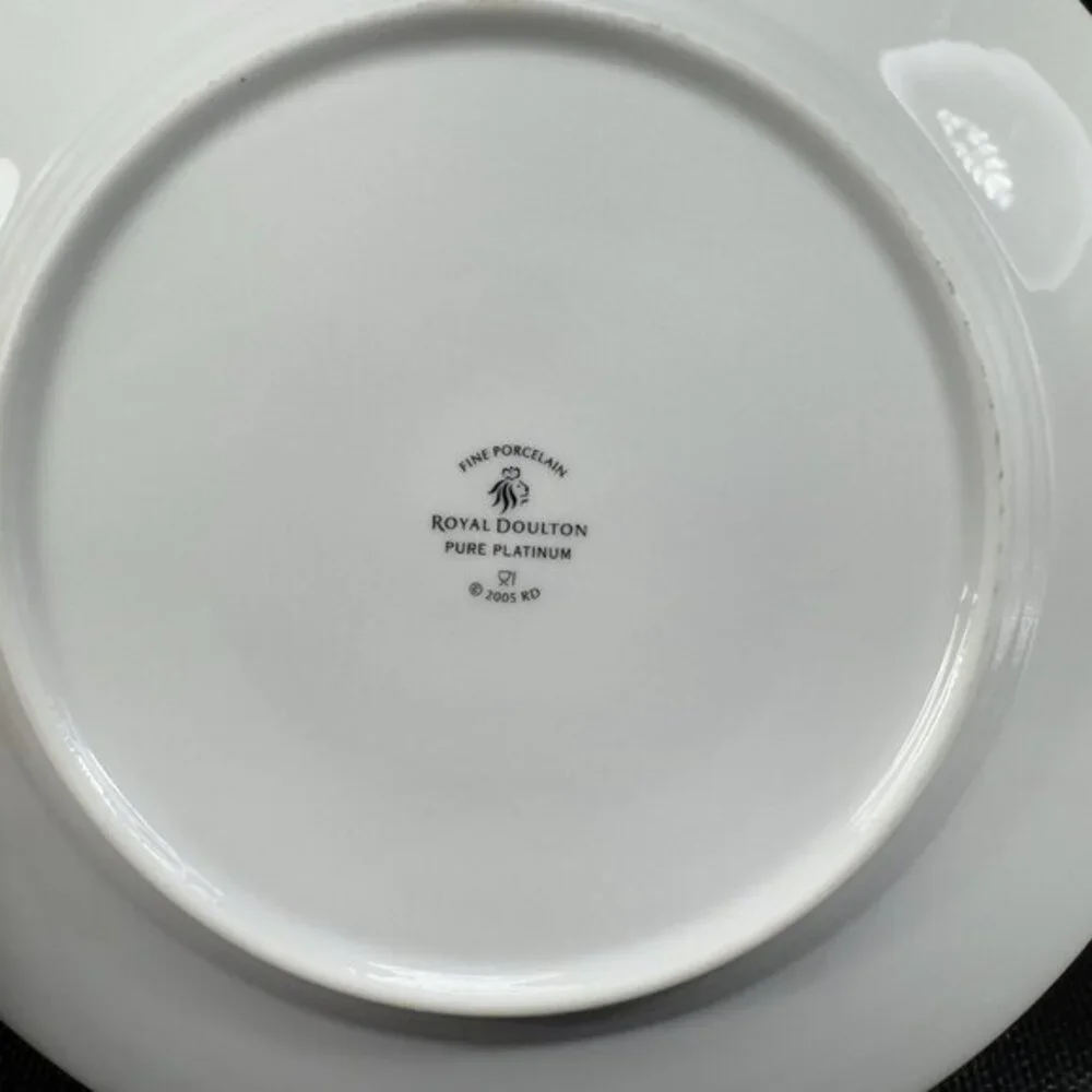 2005‎ Royal Doulton Pure Platinum Double Silver Band Plate Dish 10.5inch Set 3